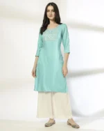 Women Embroidered Straight Kurta